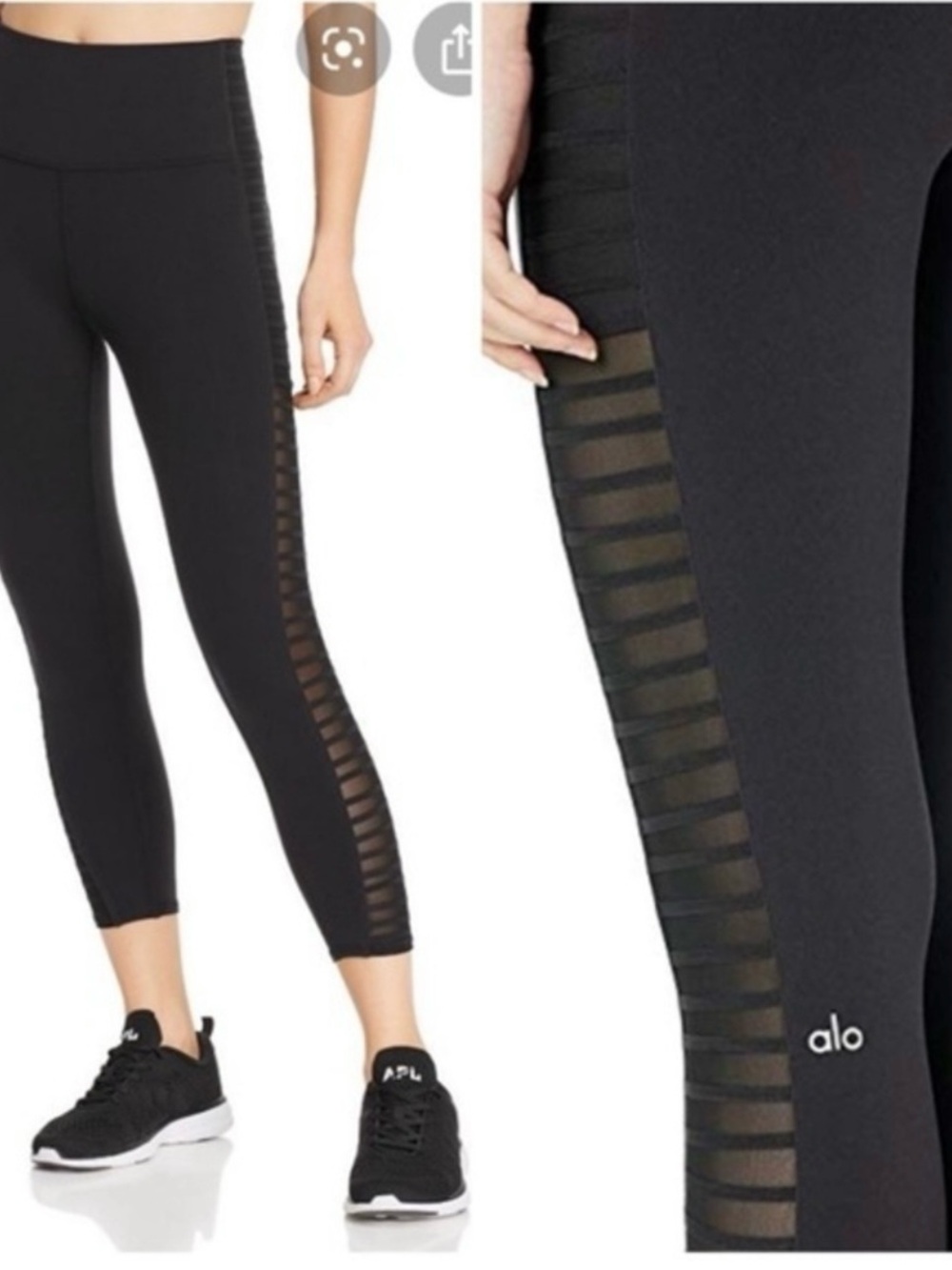 alo prism crop leggings black size XS inseams 21”